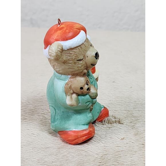 Bear Wearing Pjs Holding Teddy Bear 2 1/2" Santa Christmas Ornament Home Decor - Picture 8 of 12